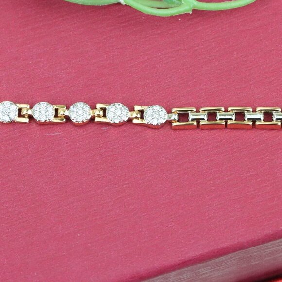 "Rose Gold & Silver Dual Tone Sparkle Bracelet with Round CZ, XPBL0850 - Picture 9 of 12